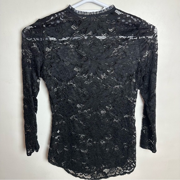 Lace Long Sleeve Top High Neck Stretch Women's size XL black READ DESCRIPTION - Picture 2 of 9